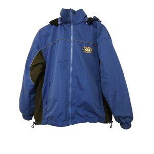 "Planet Earth"‎ Mens Blue & Black Hooded Jacket Reversible